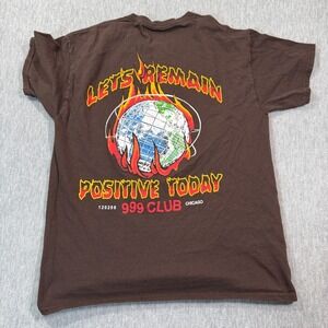 999 Club T-Shirt Men L Brown Let's Remain Positive Today Juice WRLD Graphic Tee
